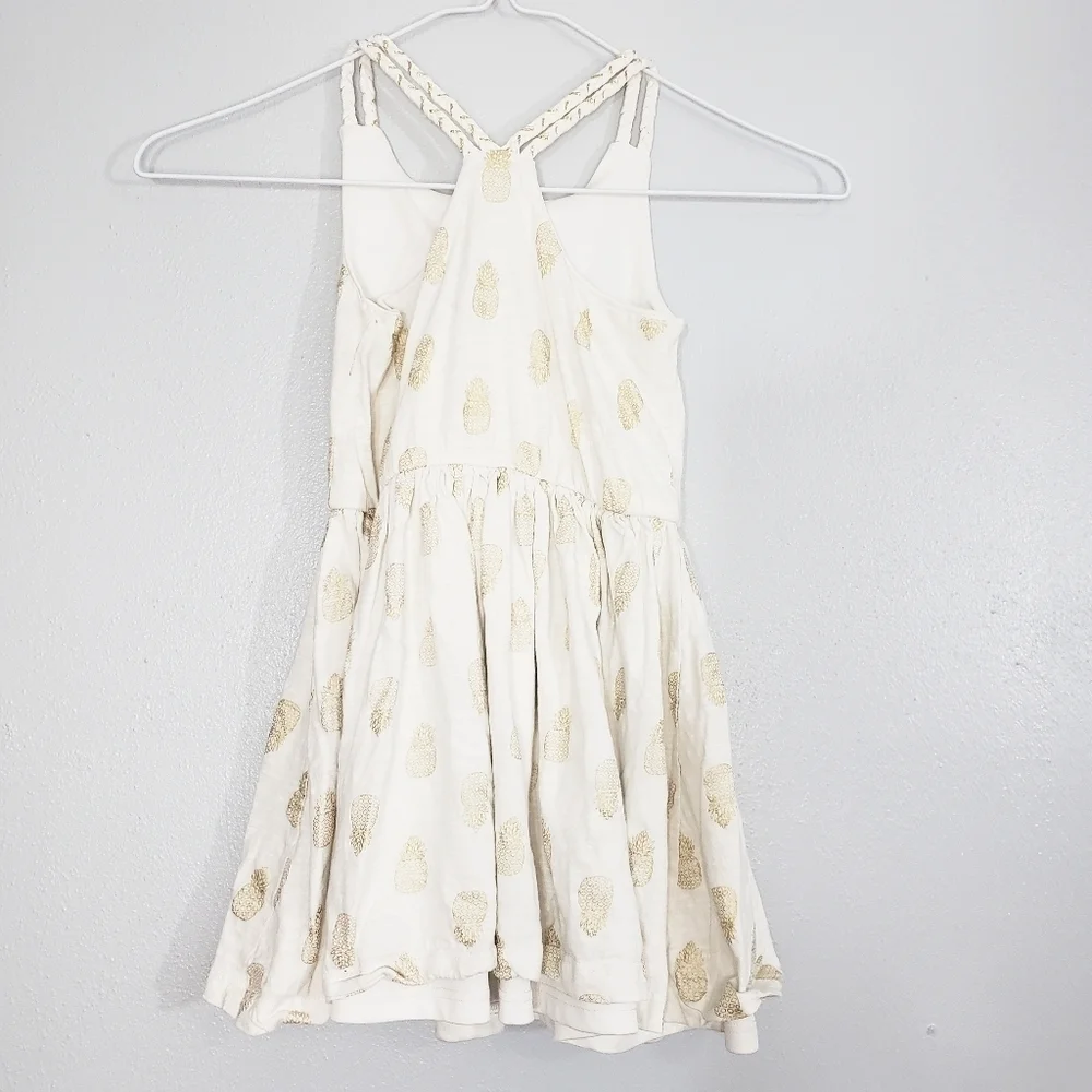 Maggie & Zoe Gold Pineapple Print Sundress Braided Strap 4T